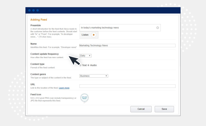 Adding a feed to your Alexa Flash Briefing Skill