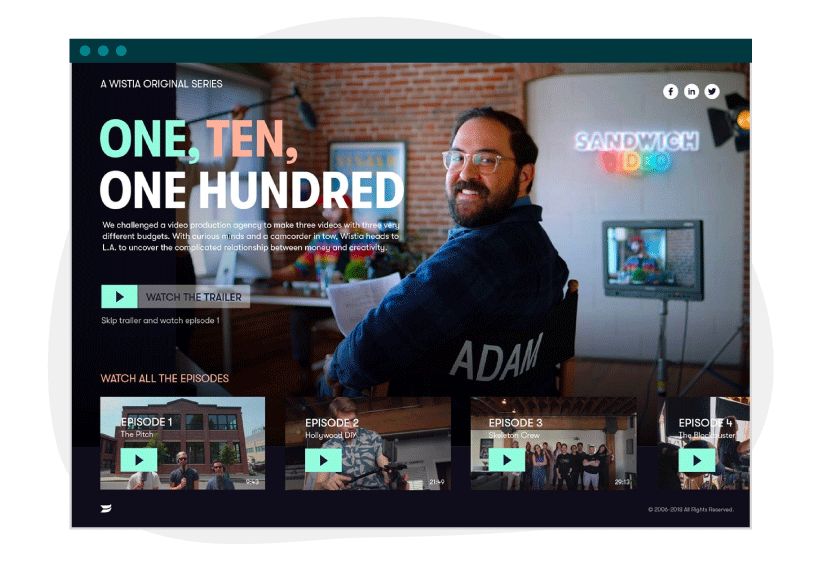 Wistia's "One, Ten, One Hundred" series