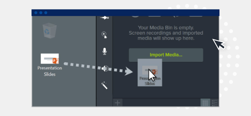 Camtasia import media screenshot
