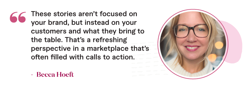 Becca Hoeft, the chief brand officer at Sunrise Banks, explains, making the goal of being more human and less corporate is an easy way to weave in client reviews.