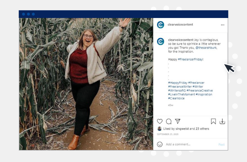 Hashtags in an Instagram post