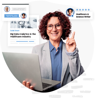 Person approving content written by freelancers for hire