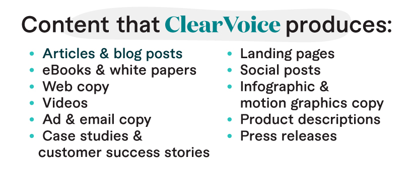 Content list that ClearVoice produces
