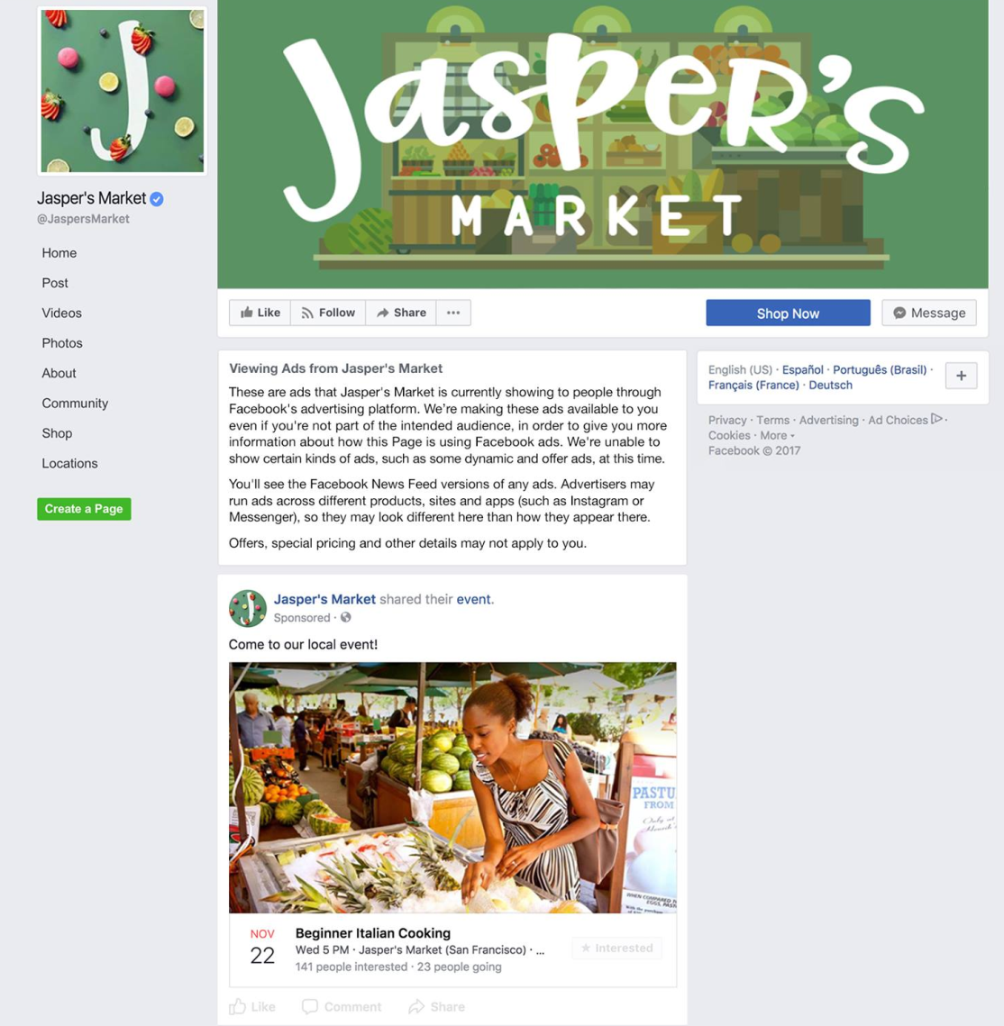Jasper's Market Facebook page