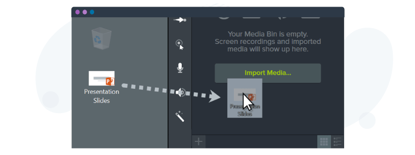 Camtasia import media screenshot