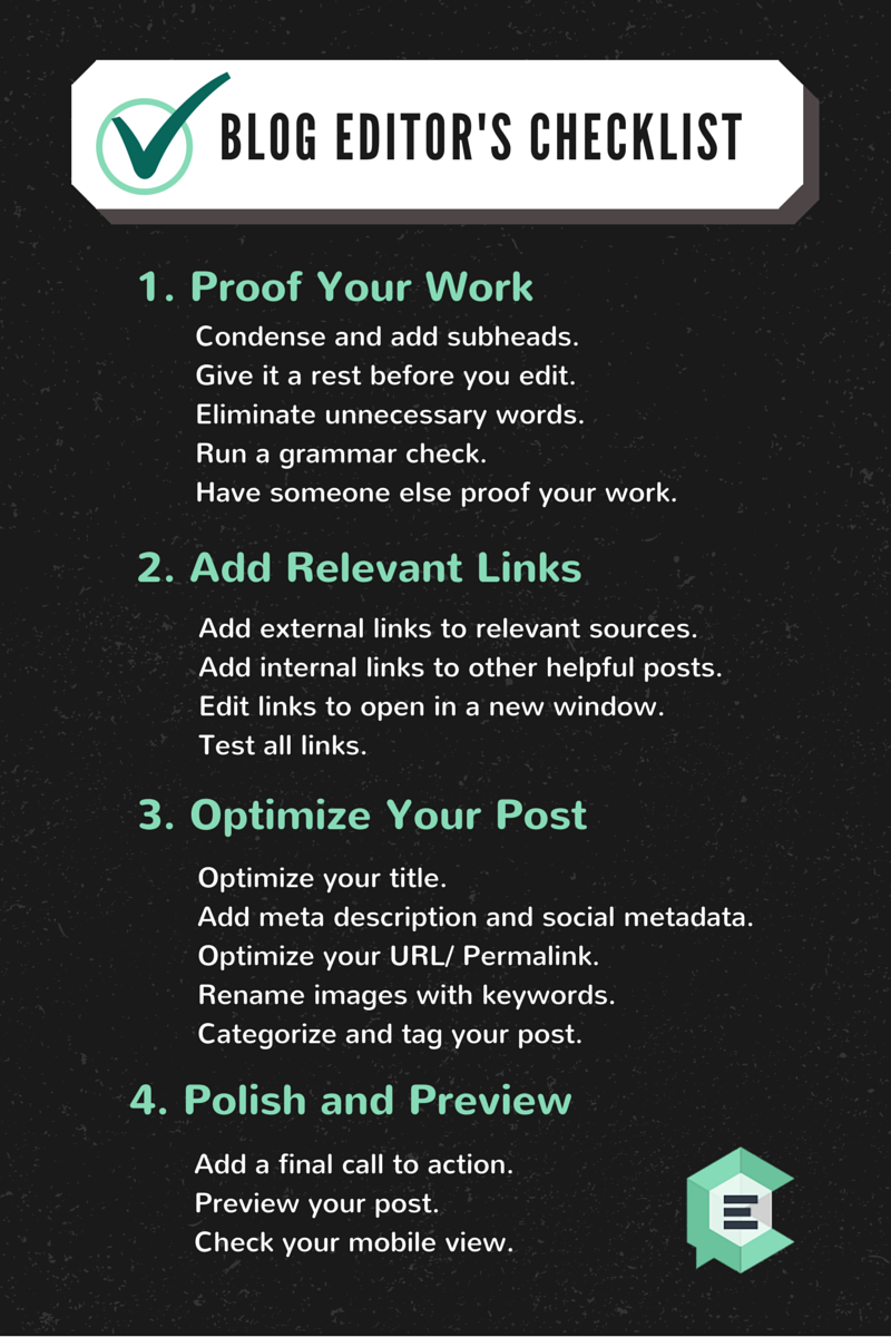 Blog Editor's Checklist