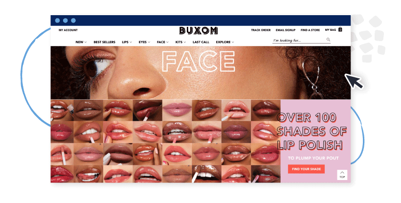 Buxom cosmetics CTA examples