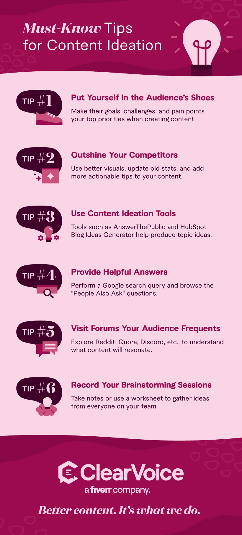 Content Ideation Tips Infographic