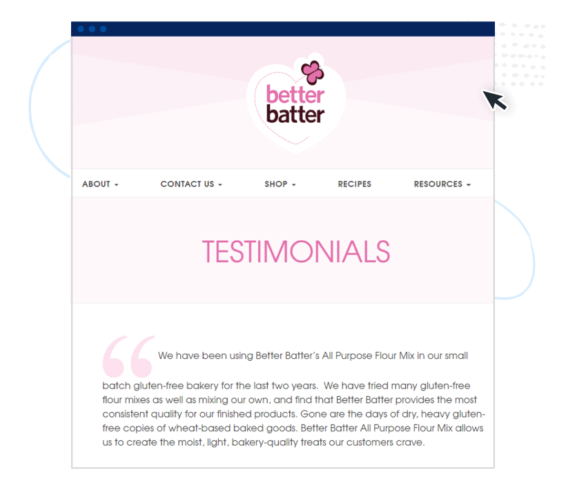 Testimonial evergreen content example: Better Batter