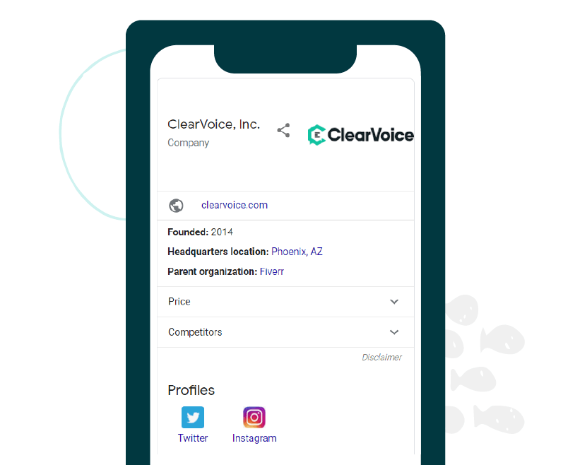 ClearVoice's knowledge panel example