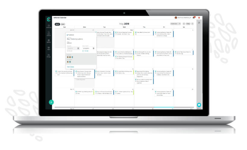 Manage content with the dynamic editorial calendar in the ClearVoice content creation platform