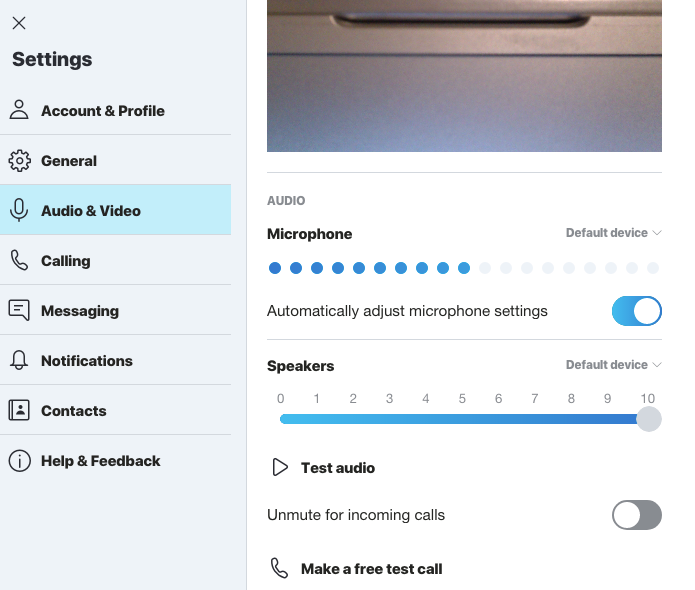 Remember to adjust all your audio settings before starting a video conference.