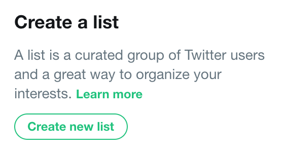 Create a list on Twitter