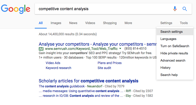 Using Google to start your competitive content analysis