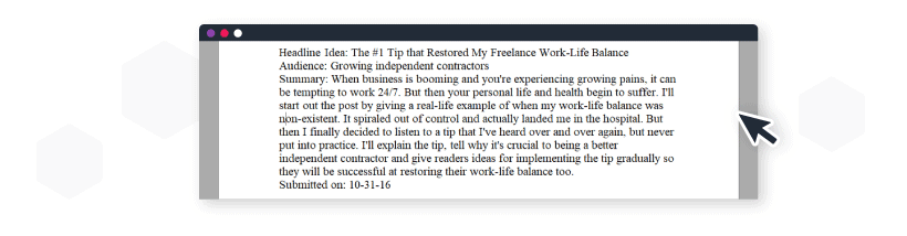 Example of a brief article pitch