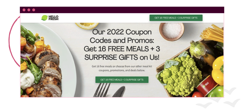 HelloFresh landing page