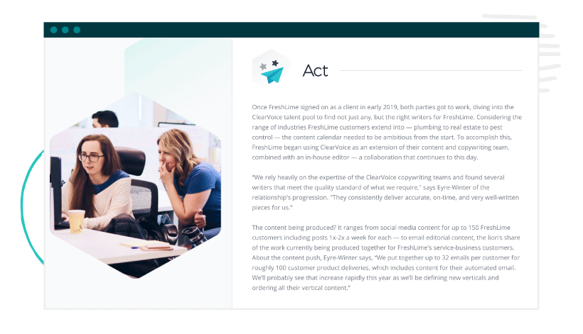 A short-form customer story by ClearVoice