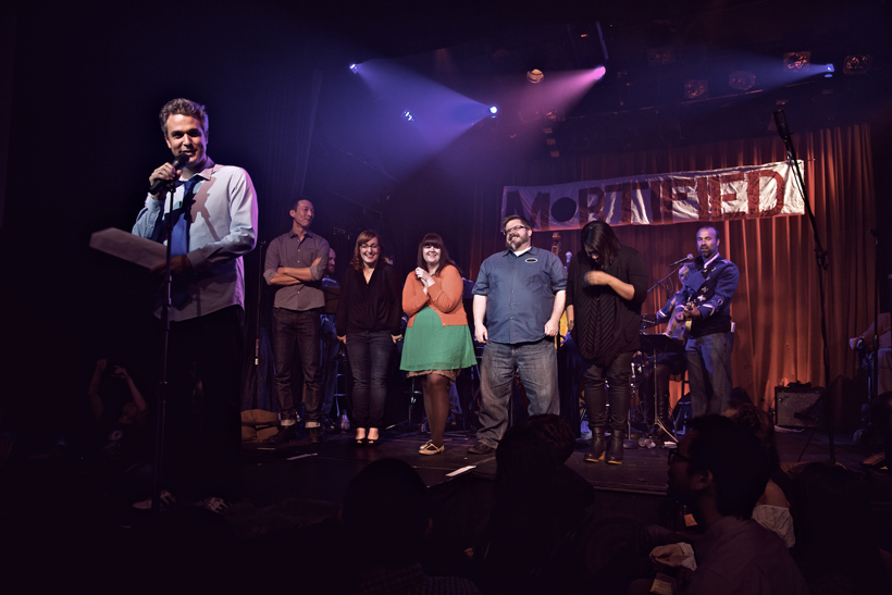 Photo: On stage to be 'Mortified'. Photo by Ashley West.