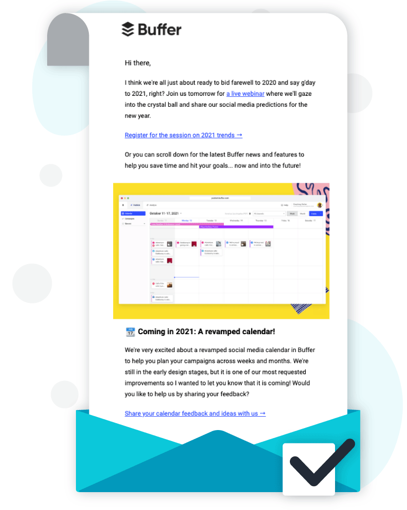 Opt-in email marketing with CTAs (Buffer)