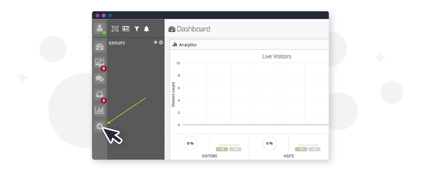 the dashboard for tawk.to, for setting up a free live chat