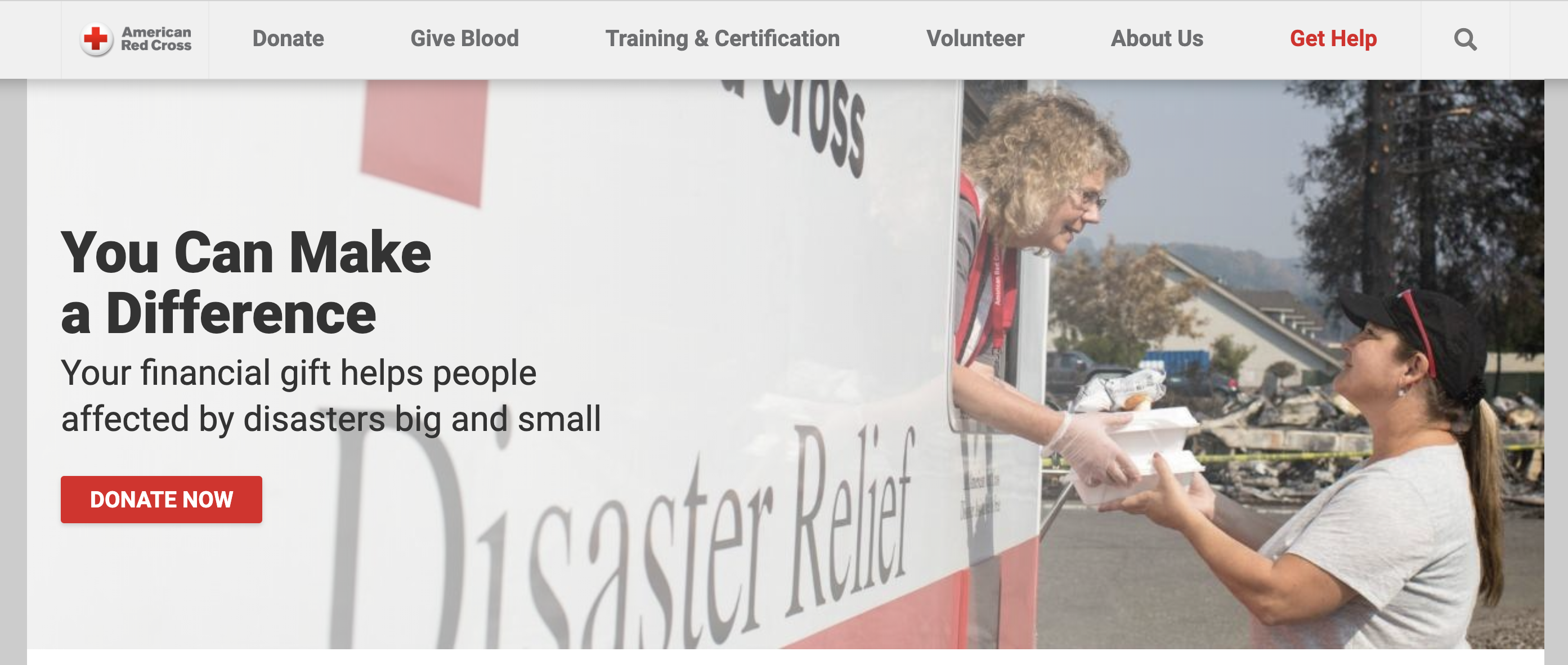 American Red Cross call to action example