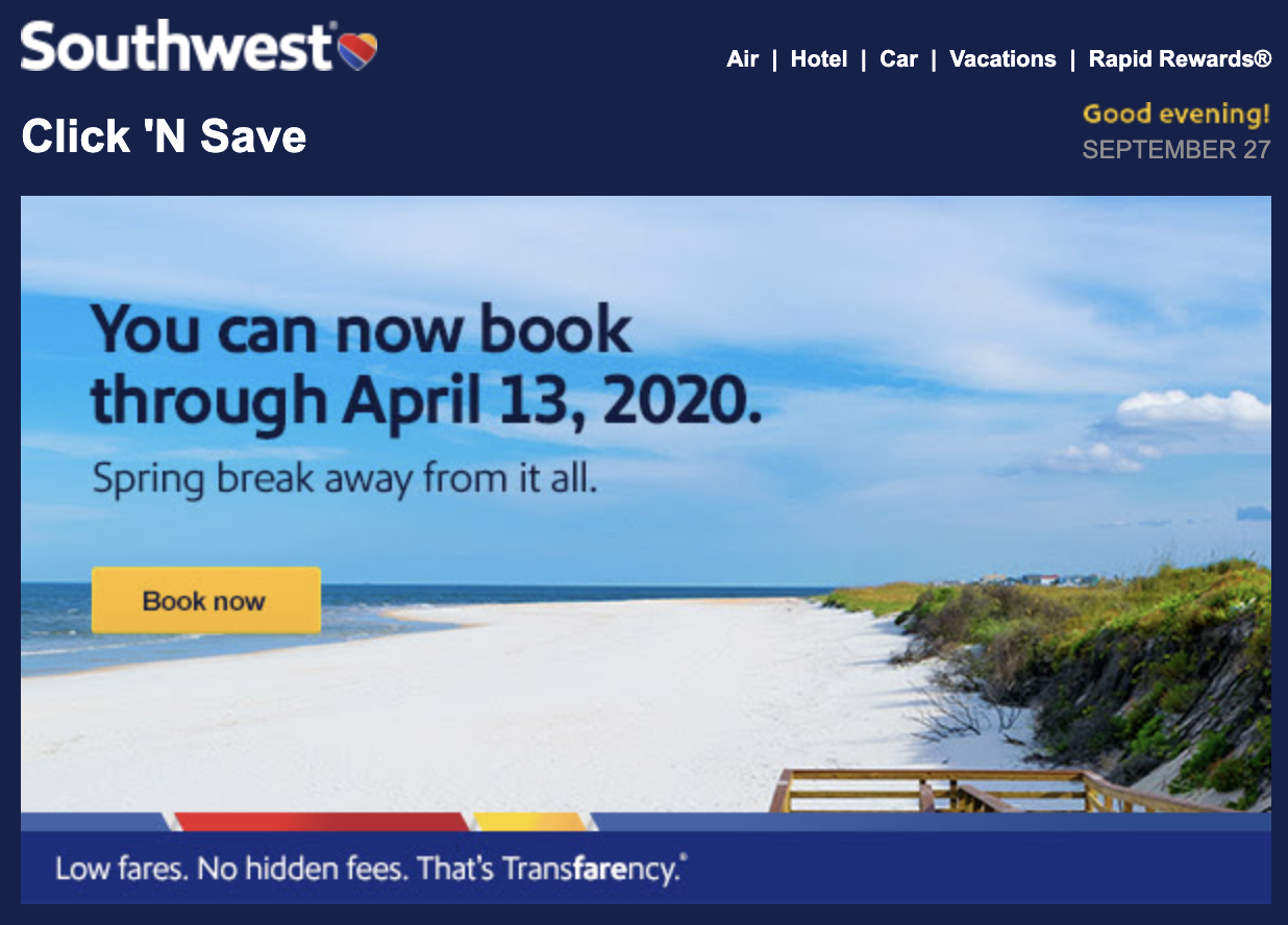 southwest call to action example