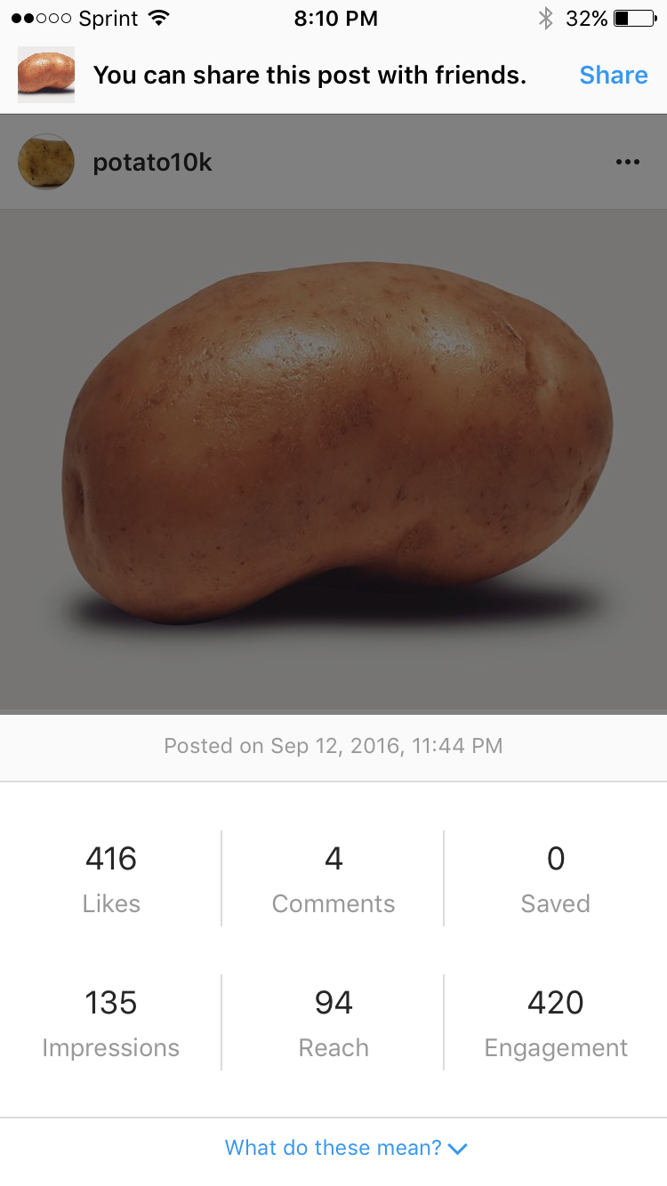 an Inc.com social experiment with a "potato influencer"