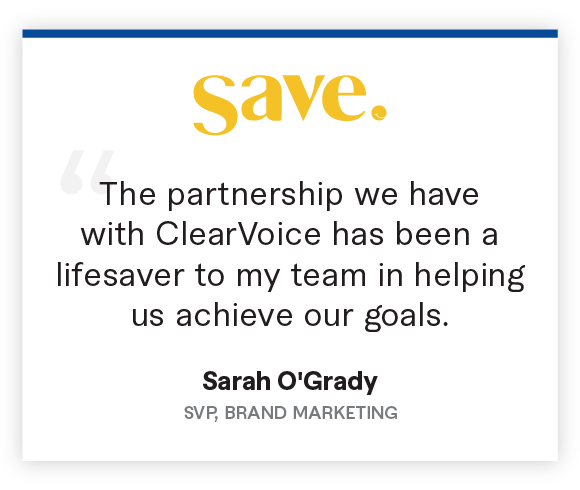 Talk to ClearVoice Content Specialist testimonial Save.com