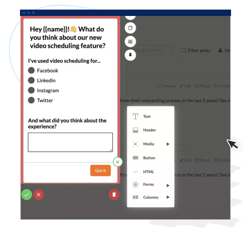 Online surveys and feedback tools like Userpilot 