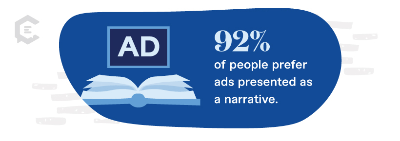 Stat 92% of people prefer ads presented as a narrative