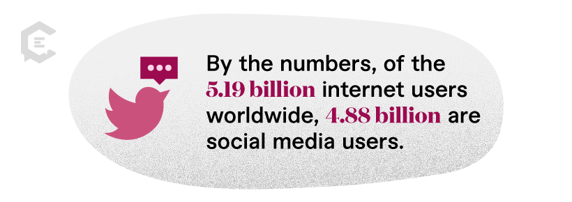 Stat: y the numbers, of the 5.19 billion internet users worldwide, 4.88 billion are social media users.