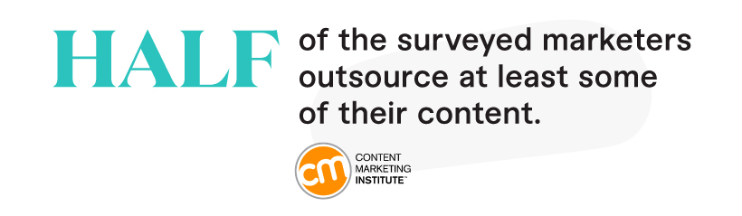 half of the surveyed marketers outsource at least some of their content.