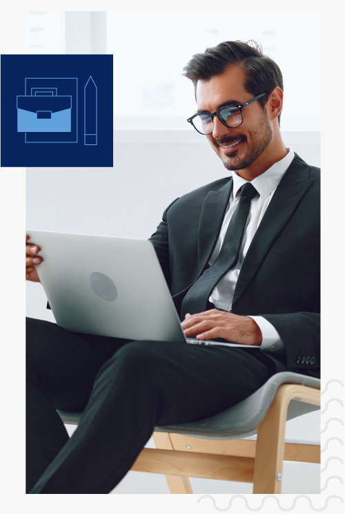 person looking at business content types