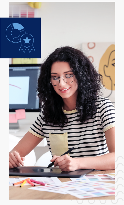 Freelance graphic designer enhancing content marketing