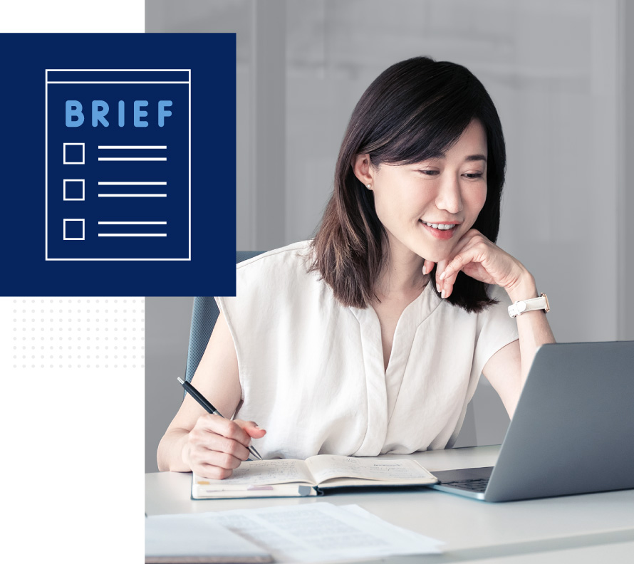 Professional building a content brief