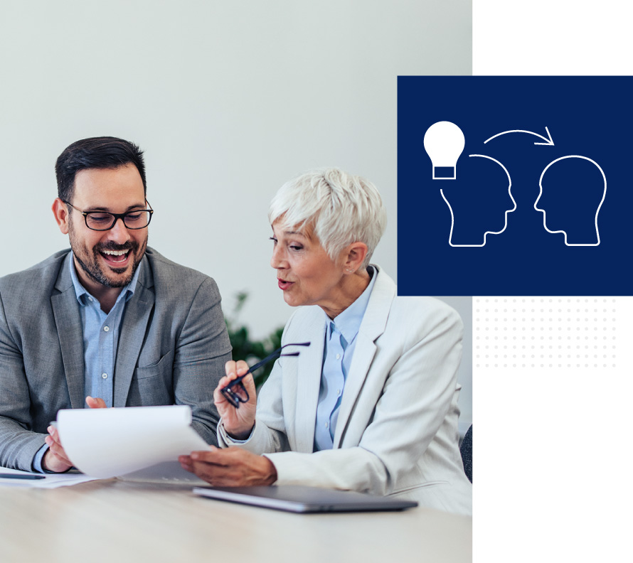Professional project lead coaching a writer